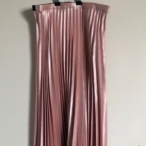 Pink Pleated Midi Skirt